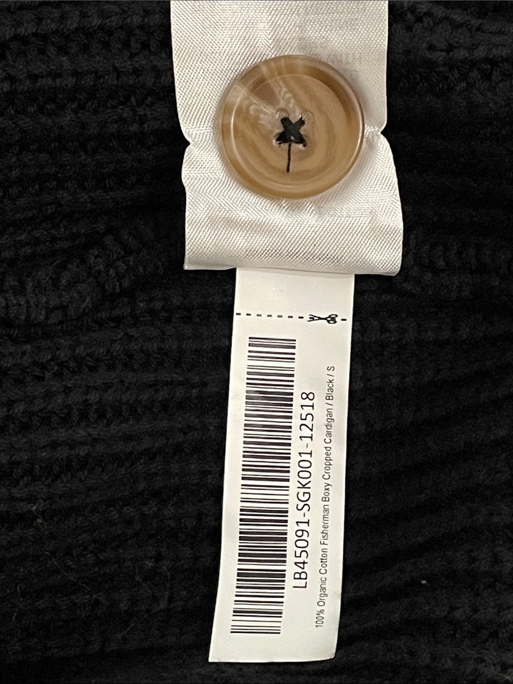 Quince Fisherman Boxy Cropped Cardigan Women's Small Black 100% Organic Cotton - Picture 14 of 14